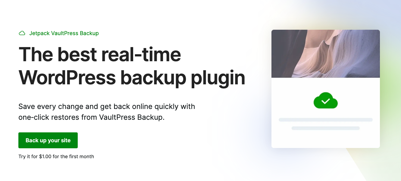 Jetpack Backup, now in its own plugin – all the peace of mind with none of the frills.