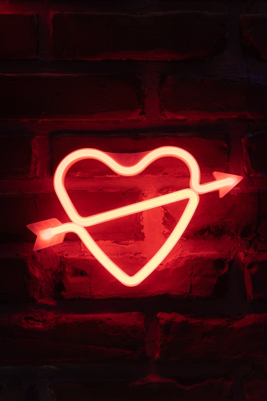 red heart neon light signage